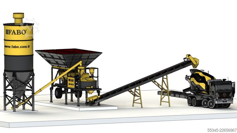Stație mobilă de dozare a betonului FABO Mobile Concrete Batching Plant 30 m3/h Mobile Concrete Batching Plant