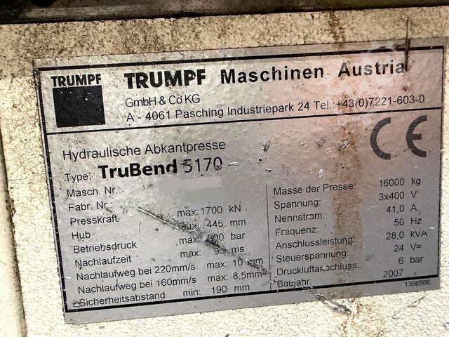 Élhajlító prés + robot Trumpf TruBend 5170 + BendMaster