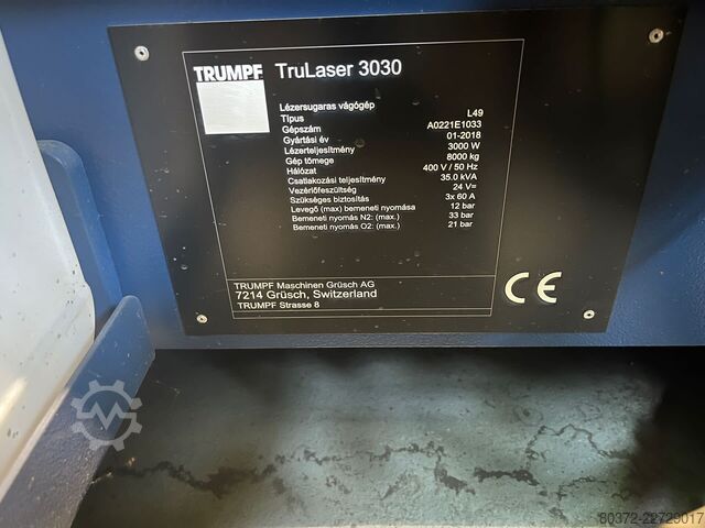Abkant presă TRUMPF TruLaser 3030 Fiber (L49)