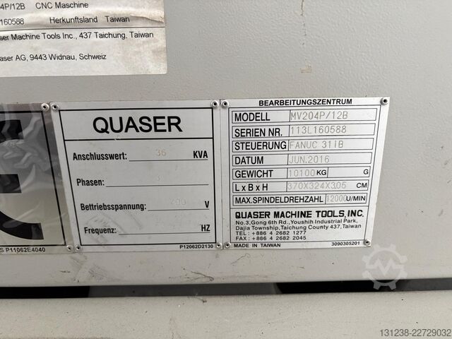 Centro de mecanizado horizontal Quaser V204 CNC Vertical Machining Centre