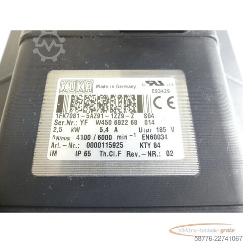 Jednostka sterująca KUKA 1FK7081-5AZ91-1ZZ9-Z S04 Servomotor SN: YFW450692268014