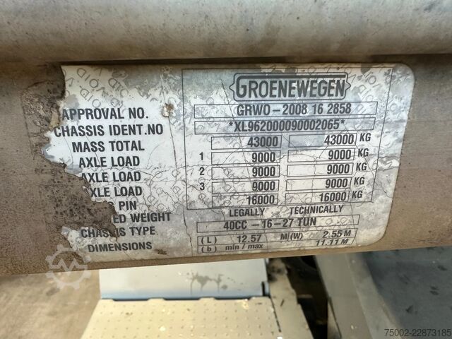 Μεταφορά εμπορευματοκιβωτίων Groenewegen 40CC-16-27TUN 40CC-16-27TUN 40FT HC / BPW + DISC
