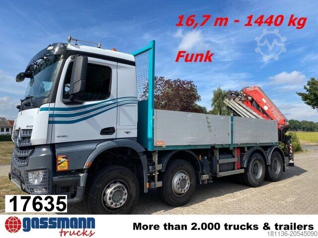 Vrachtauto met open laadbak Mercedes-Benz Arocs 4151 K 8x4, Fassi Heckkran F 365 RA. 2.26 E