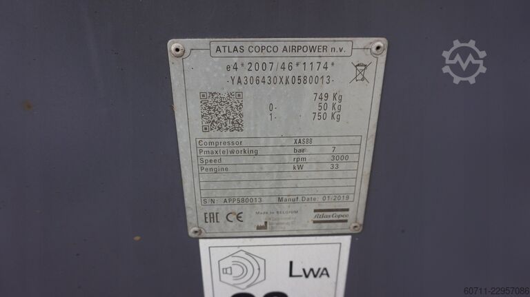 Csavarkompresszor Atlas Copco XAS88