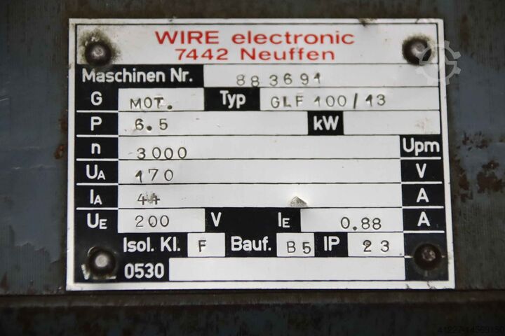 Motor de CC 6,5 kW WIRE Hübner GLF 100/13 TDP 0,2 T-4