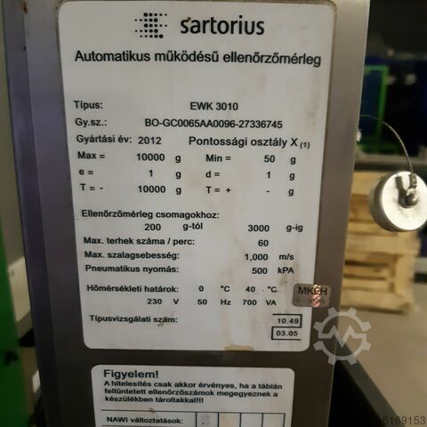 Kontrolna skala kaiša SARTORIUS EWK 3010 WS 50-10000g