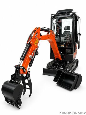 Minikoparka z pełną kabiną i ogrzewaniem Tec Point - 1,6 Klasse Minibagger NEU! Schnellwechsler und 3 Schaufeln im Set