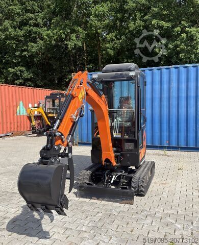 Minikoparka z pełną kabiną i ogrzewaniem Tec Point - 1,6 Klasse Minibagger NEU! Schnellwechsler und 3 Schaufeln im Set