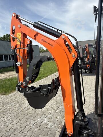 Minikoparka z pełną kabiną i ogrzewaniem Tec Point - 1,6 Klasse Minibagger NEU! Schnellwechsler und 3 Schaufeln im Set