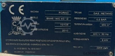 Przemysłowy piec do podgrzewania wsadów gazowych CP Forni Metal Sarı Tavlama Fırın SM45 1400 4G 1Z