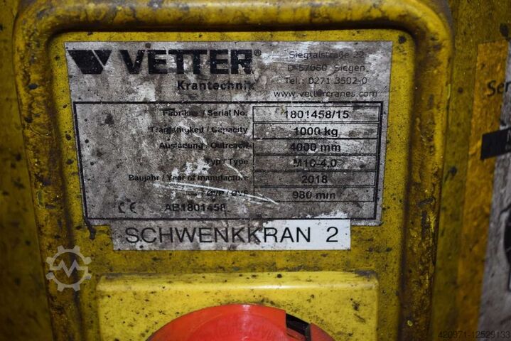 Gru girevole a colonna Vetter 800 kg