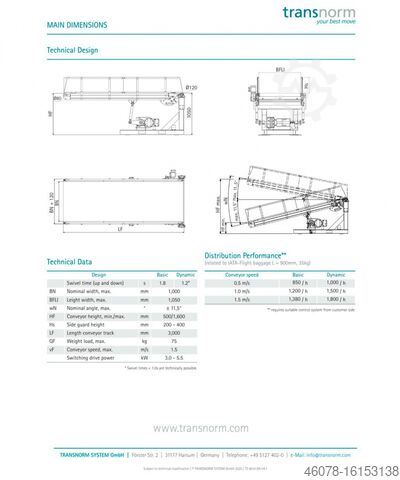 Gurtförderer Klappband Weiche Transnorm 3000x1120x1000 Vertiswitch GN
