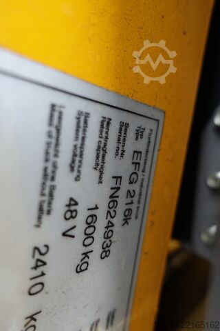 Manuel transpalet Jungheinrich 1,6t EFG216 TRIPLEX SS Batterie 92%
