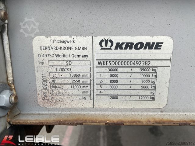 Naczepa otwarta z plandeką KRONE SD*Standard Tautliner*Liftachse*SAF-Achsen*