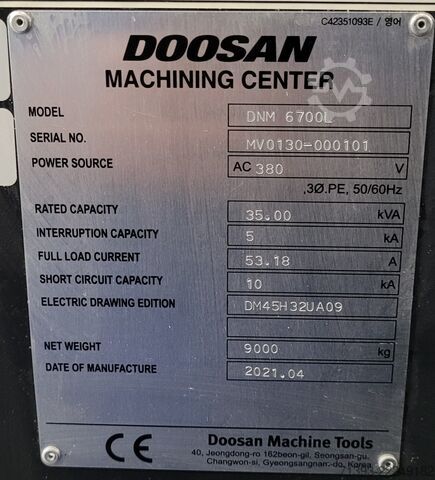 Centro de mecanizado DOOSAN DNM 6700L