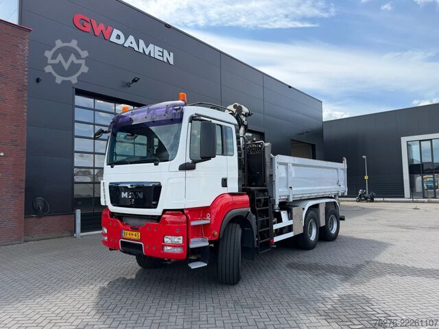 Camião basculante com grua MAN TGS 26.360 6x6 Kipper / Z kraan Euro 5