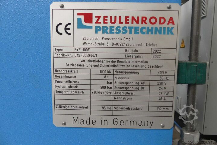 ZEULENRODA Presă Hidraulică cu Coloana Unică ZEULENRODA PRESSTECHNIK PYE 100 F