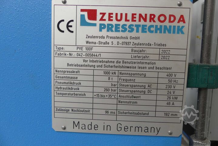 ZEULENRODA Presă Hidraulică cu Coloana Unică ZEULENRODA PRESSTECHNIK PYE 100 F