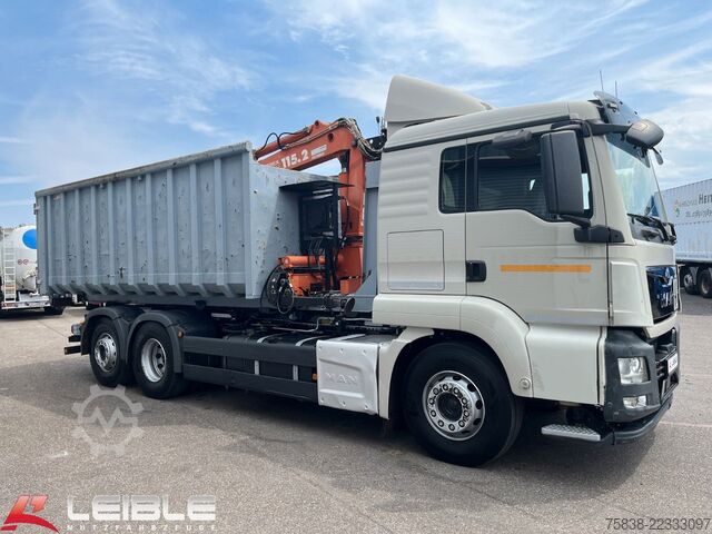Camión portacontenedores de gancho MAN TGS 26.460 6x2*Meiller RS21.65 ++ Kran Mulde