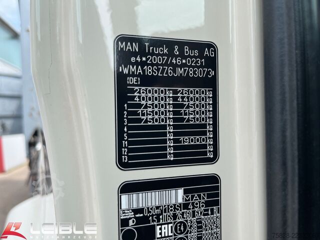 Camión portacontenedores de gancho MAN TGS 26.460 6x2*Meiller RS21.65 ++ Kran Mulde