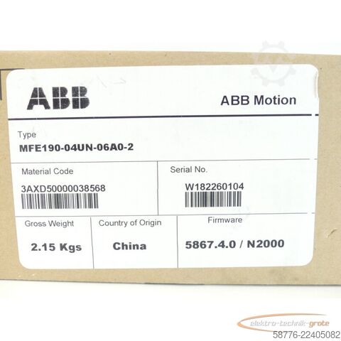 Component ABB MFE190-04UN-06A0-2 Servoumrichter SN W182260104