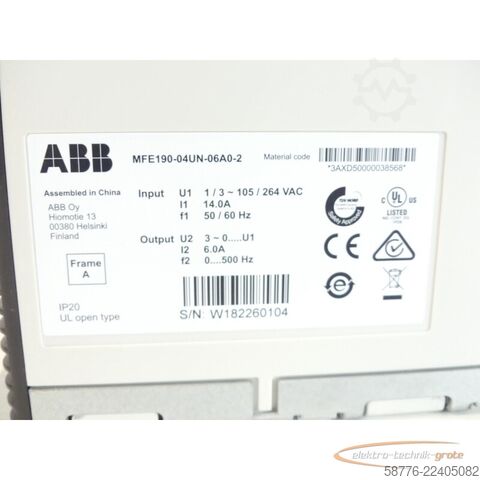 Component ABB MFE190-04UN-06A0-2 Servoumrichter SN W182260104