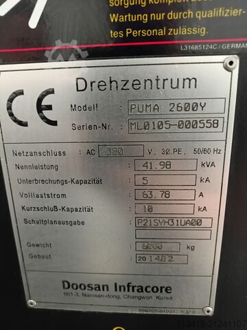 CNC turning and milling center DOOSAN PUMA 2600Y