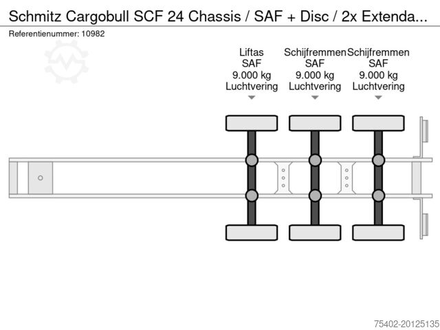 Trasporto di container Schmitz Cargobull SCF 24 Chassis / SAF + Disc / 2x Extendable / L...