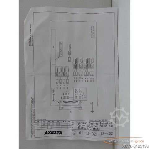 Komponens  Axesta Grossenbacher 50 50 630 SN:910221002  !