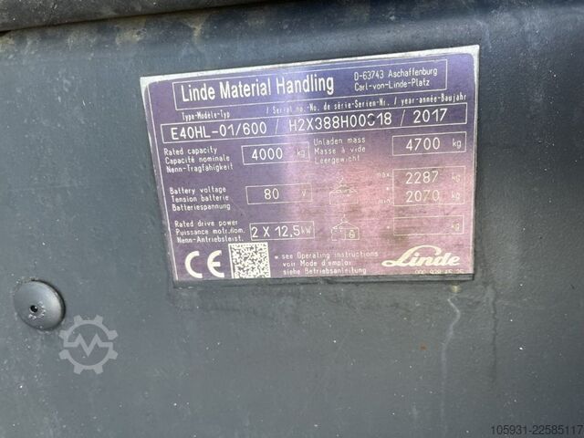 Electric 4-wheel forklift Linde E40HL-01/600