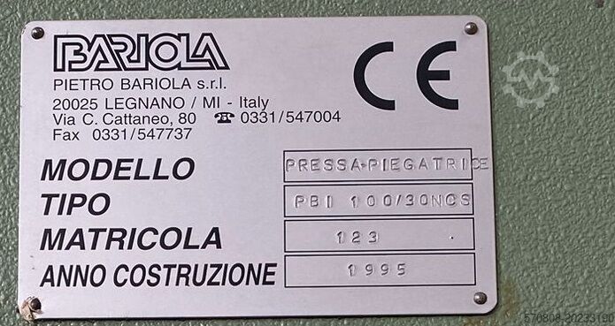 Preša za savijanje BARIOLA 3050 x 100 tona BARIOLA PBI 100/30 NCS
