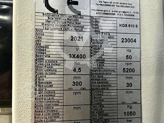 Seghe verticali a pannelli GMC KGS 610S 2021 GMC KGS 610S