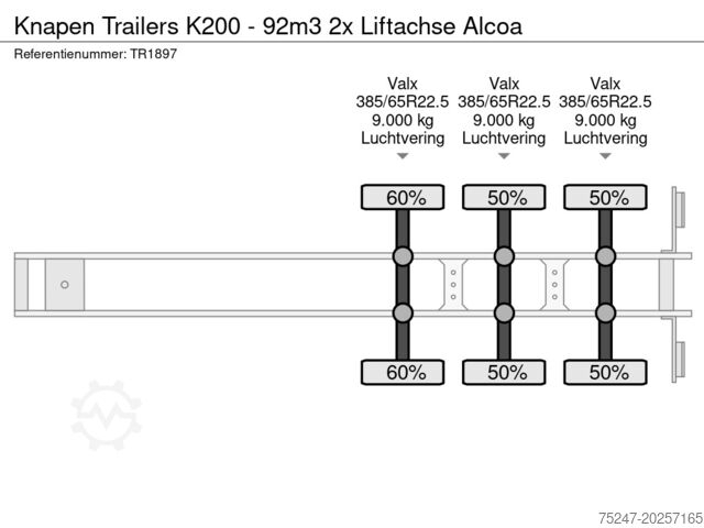Rörligt golv Knapen Trailers K200 - 92m3 2x Liftachse Alcoa