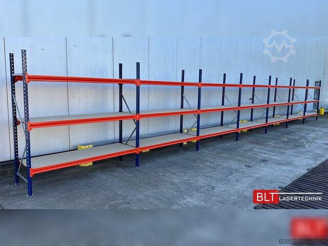Széles fesztávú tárolóállvány ca. 28,55 lfm. Weitspannregale H: 200 cm T: 60 cm , 400 kg Fachlast , 3 Ebenen