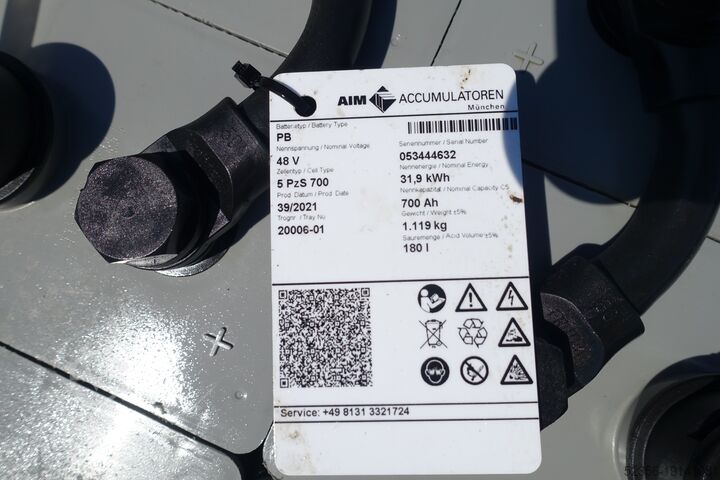 Batterie de chariot élévateur AIM Staplerbatterie gebraucht 48v 5PzS700 80% Akku Gabelstapler Solar