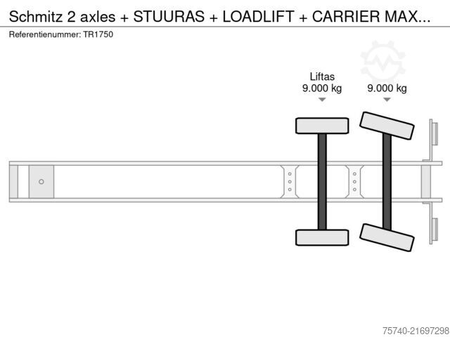 Transport frigorifique Schmitz 2 axles + STUURAS + LOADLIFT + CARRIER MAXIMA 1300