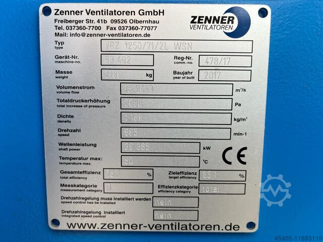 Zenner Ventilator VRZ 1250/7172 WSN