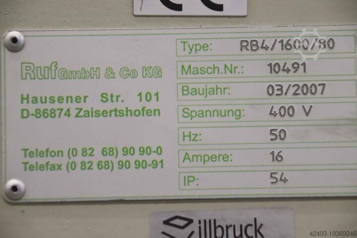 Πρέσα μπρικετών, πρέσα μπρικετών RUF RB4/1600/80