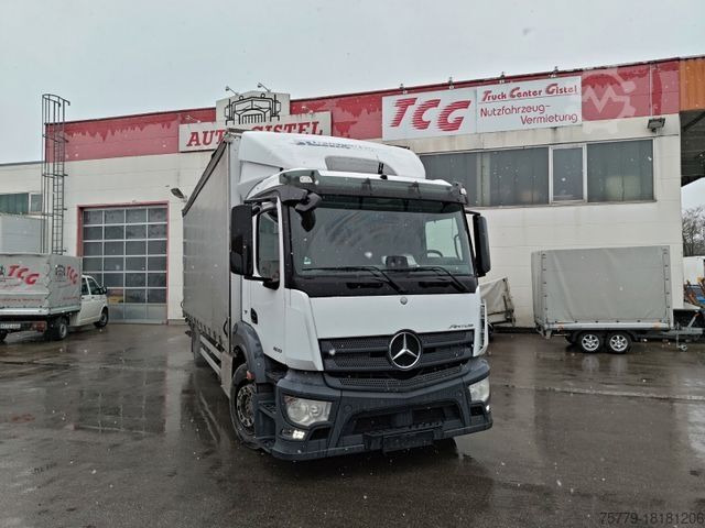 Plattewagen met zeil MERCEDES-BENZ Antos 1833 4x2 BL*Dautel DL1500s Hebebühne