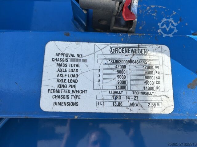 Przesuwne plandeki Groenewegen DRO-14-27 / Curtainside Trailer / BPW Drum / AP...