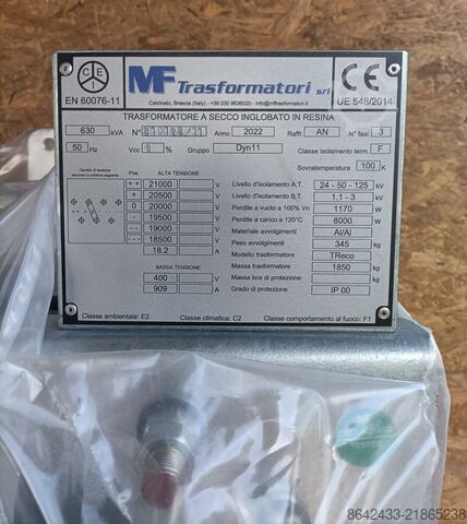 μετασχηματιστής MF Trasformatori TReco- 630kVA - 20kV / 0,4 kV