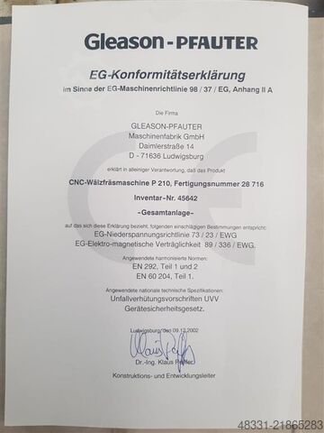 Kugghjulsmaskin - vertikal GLEASON PFAUTER P210