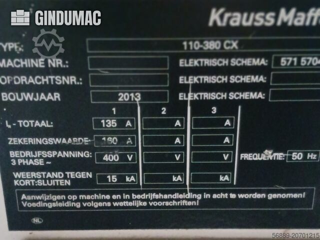 Hydraulische spuitgietmachine Krauss Maffei 110-380 CX