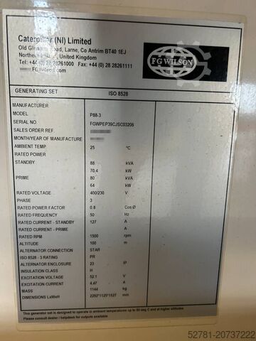 Aggregaat FG Wilson P88-3 - Alternator broken - Genset - DPX-12653