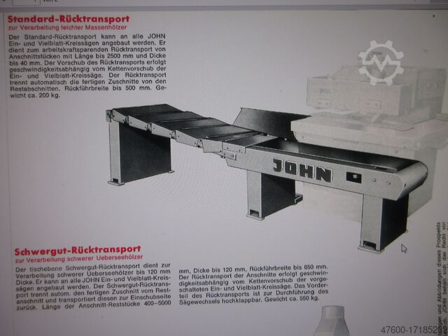 Besäumsäge m. Rücktransportgerät Bauholz Adolf John AB 2 Bauholzkreissäge Säge AB II Besäumsäge Holzssäge 380V