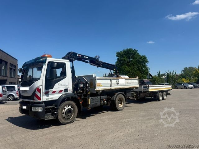 Üç taraflı damperli kamyon IVECO 140E250 Kipper mit HIAB Kran inklusive Anhänger