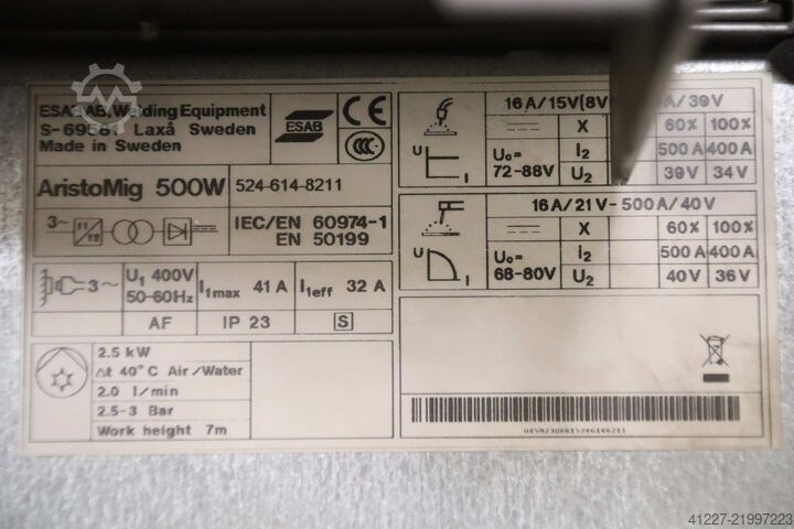 MIG/MAG welding machine 500 A pulse Esab AristoMig 500W
