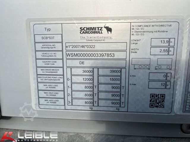 Open oplegger met zeil SCHMITZ CARGOBULL SCB*Standard Tautliner*Liftachse*Code XL*