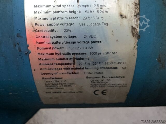 Trailer-Mounted Boom Lift Genie TZ-50 DC w/ Drive 17.09 m