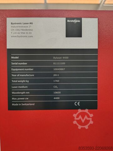 Laserskæremaskine Bystronic Bylaser 4400